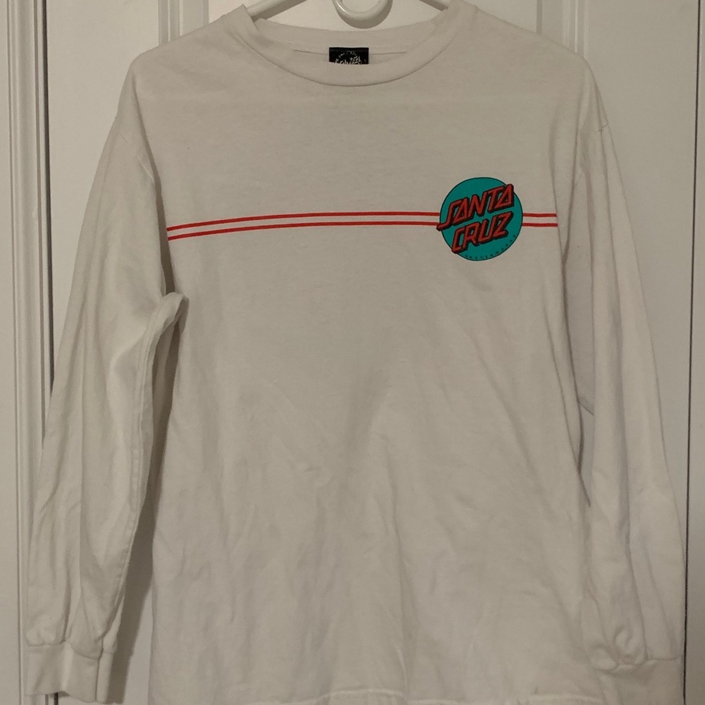 Long Sleeve White Santa Cruz Shirt Logo in Medium